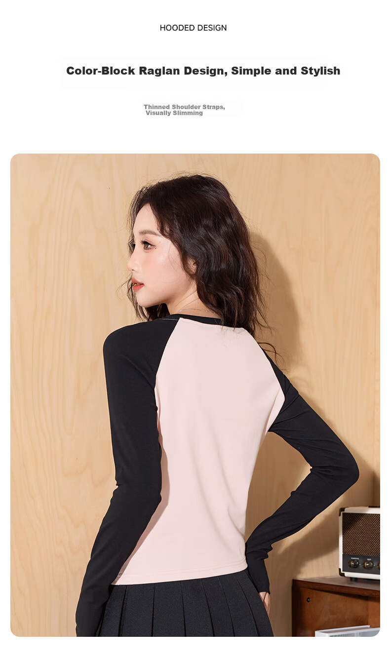 Baleno Slim Fit Color-Block Long Sleeve T-Shirt for Women 2026 Spring Autumn New Fashion Trendy Skin-Friendly Comfortable Breathable Versatile Top 10