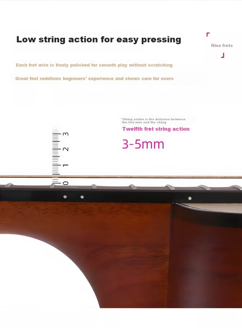 Maner Musical Instruments 38-inch Acoustic Guitar Beginner Folk Guitar Western String Instrument with Full Accessories Natural Wood Color 7