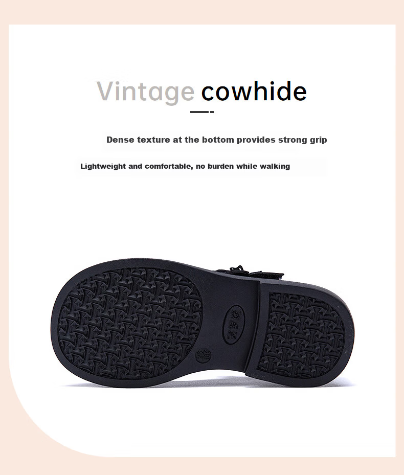 Fulromy Girls' Leather Shoes Spring Autumn Convenient Velcro Stylish Princess Dress Performance Shoes Shadow Black Size 27 6