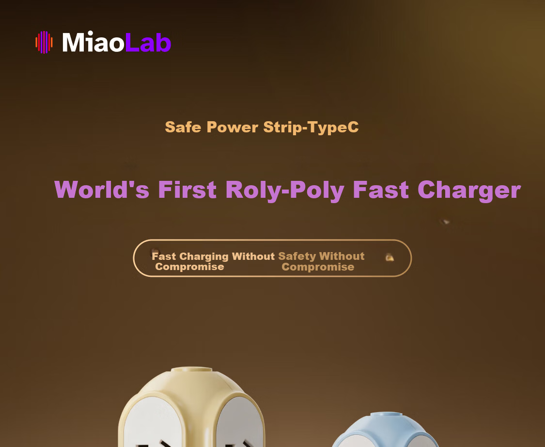 MIAOLAB Vertical Power Strip Socket 30W Fast Charging Type-C Desktop Office Extension Cord GaN Charger USB-C Compatible for Apple Huawei Xiaomi 2