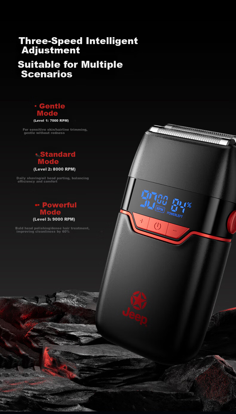 JEEP Professional Electric Hair Clipper for Men, Salon-Grade Cordless Hair Trimmer with Long Battery Life, High-Speed Motor, 21-Speed Adjustable Aluminum Alloy Body 4