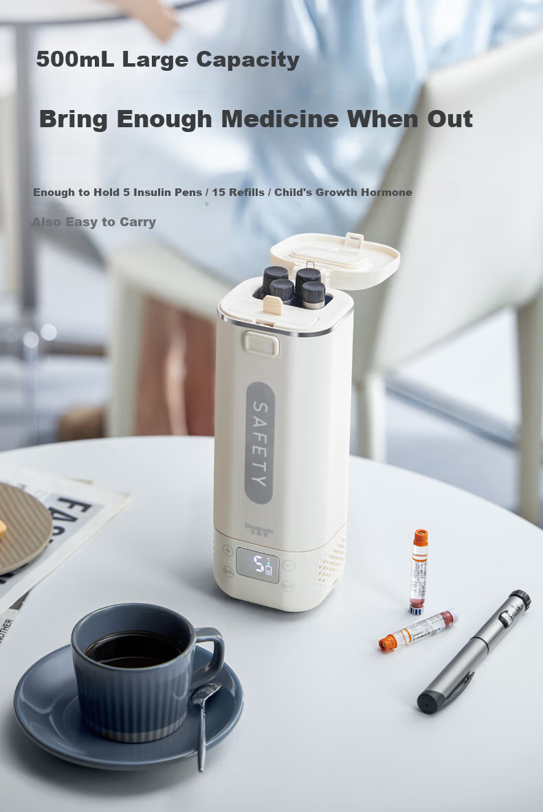 Kasenzhi Insulin Cooler Box, Portable Rechargeable Mini Refrigerator, Wireless Thermos Cup, Medicine-Specific Bag for Growth Hormone 28
