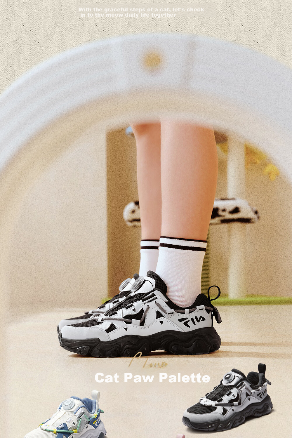 FILA Kids Running Shoes 2026 Summer Boys Girls Youth Sports Cat Claw Sneakers 3