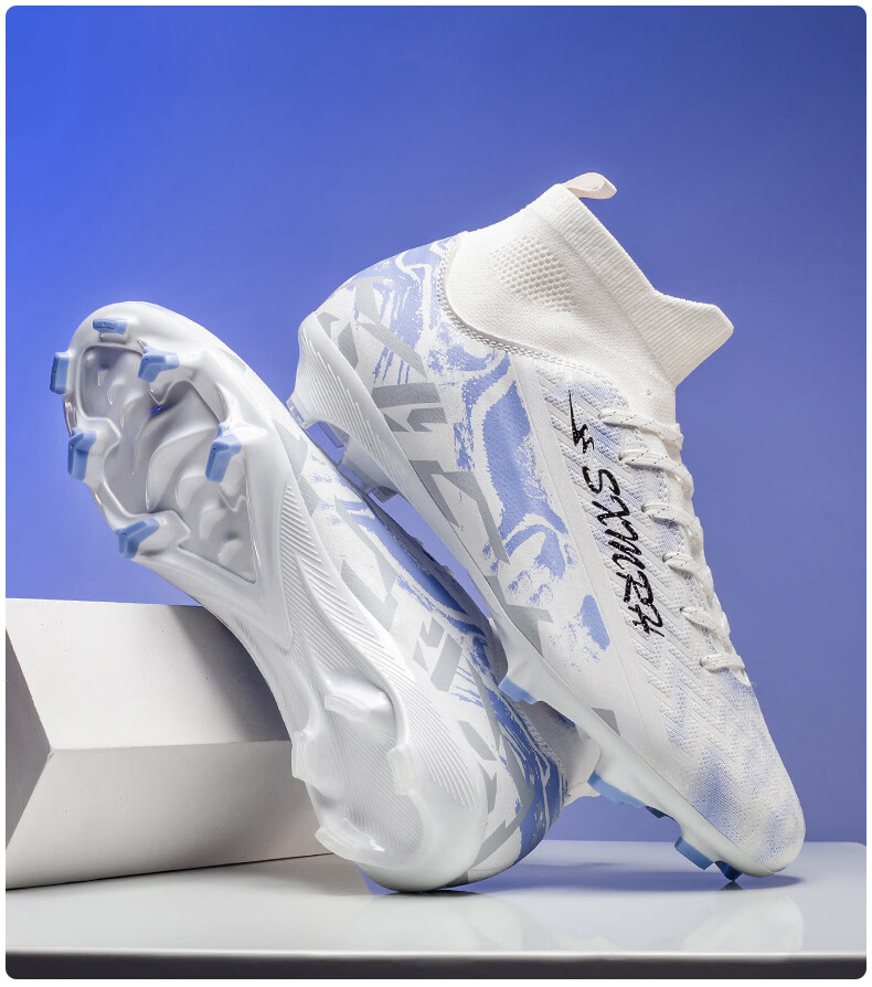 Shuangxing Men's FG Soccer Shoes Long Studs Adult Youth Kids Professional Training Cleats White Size 37 34