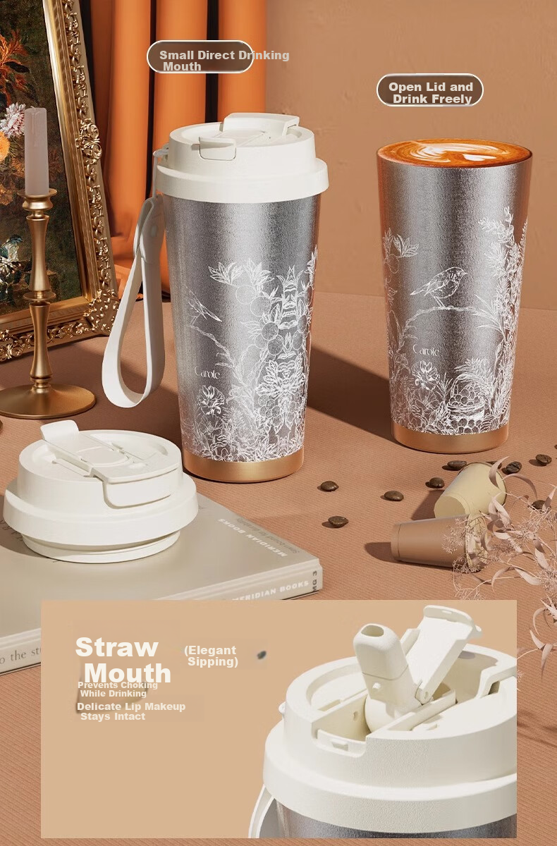 Carrot Pure Titanium Insulated Outdoor Portable Coffee Cup High-End Straw Water Bottle Large Capacity Titanium Cup Birthday Gift 10