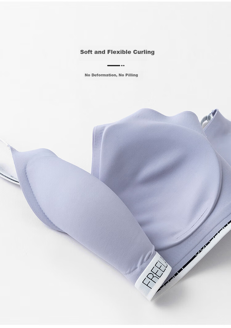 Fuli Girl Seamless Oxygen Bra Women's Thin Comfortable Wireless Bra Purple L (Fits 80A/B/C) 7