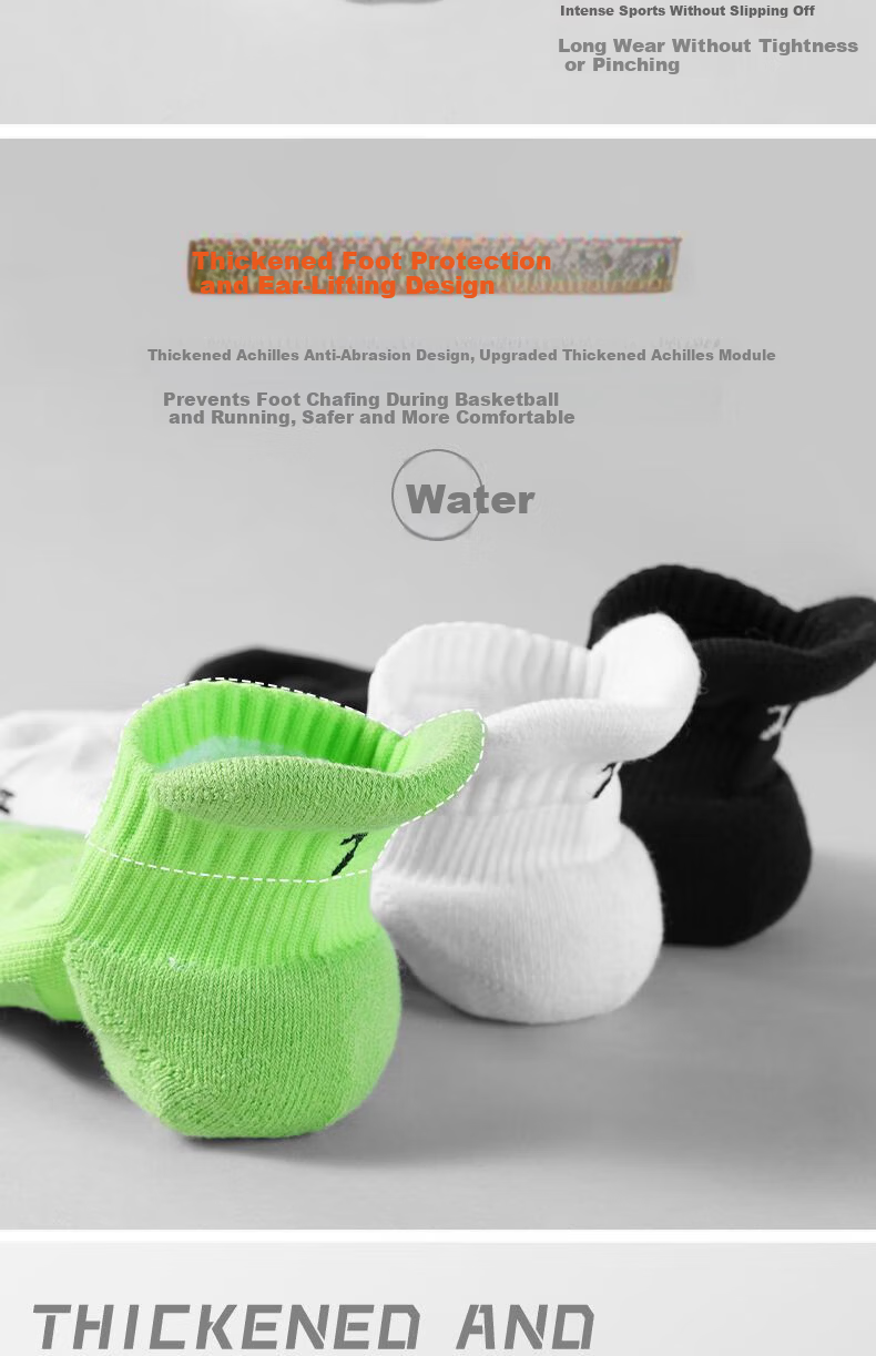 361° Men's Sports Breathable Sweat-Absorbing Shock-Absorbing Non-Slip Running Marathon Socks Black - 3 Pairs One Size 8