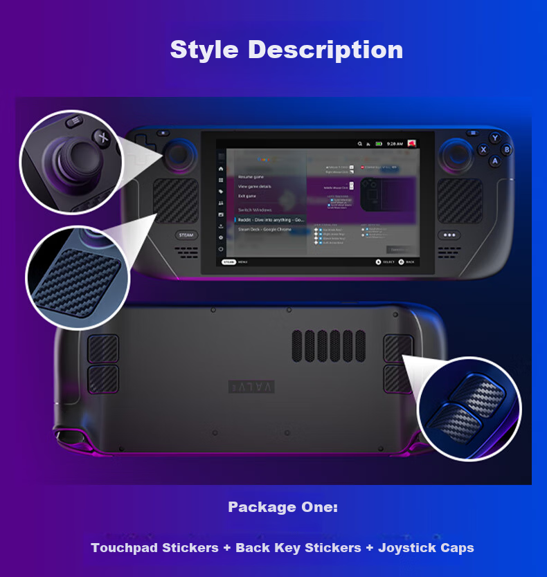 JSAUX Steam Deck OLED Joystick Cap Conductive Touchpad Sticker Back Key Sticker Steam Deck Handheld Accessories Set 1