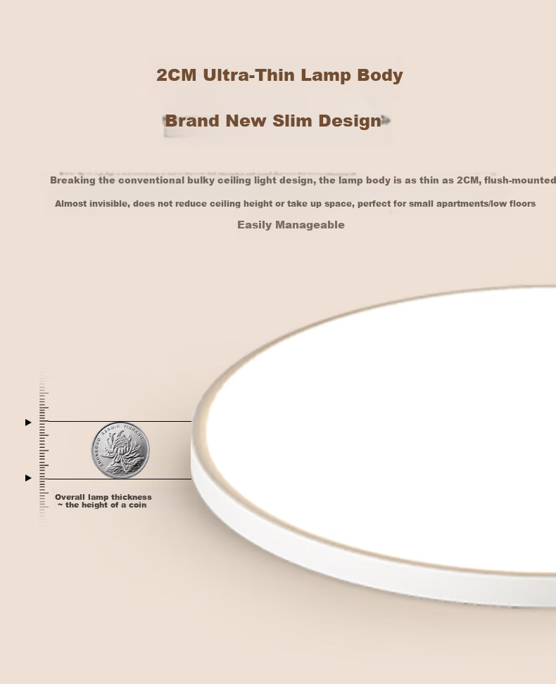 AOC Eye-Care Bedroom Ceiling Light Simple LED Ultra-Thin LED Chip Xiaomi Smart 48W with Installation Included 13