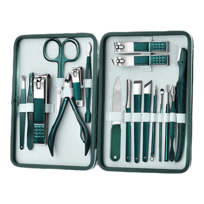 BAHAINIAO Nail Clipper Set, Eighteen-Piece Complete Pedicure Kit Including Nail Clippers, Eagle Beak Pliers, Manicure Tools, Stainless Steel Ear Pick