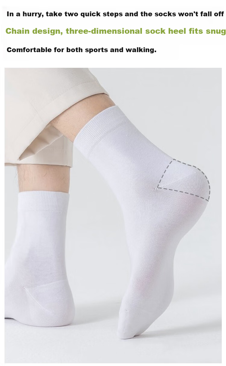Langsha Men's Socks 100% Cotton Autumn Winter Comfortable Mid-Calf Antibacterial Versatile Boxed Black Business Socks 7