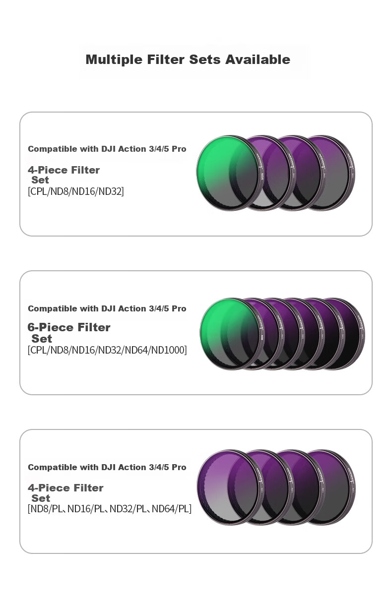 NEEWER DJI Osmo Action 4/5PRO Sports Camera Filter 2-Pack VND8-32/Enhancer Lens Threaded Black 2
