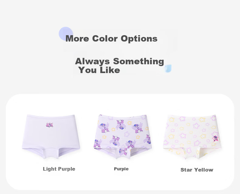 Jiusuiban My Little Pony Collaboration Children's Girls' 7A Antibacterial Thin Boxer Briefs with Silk Gusset Toddler Shorts 5