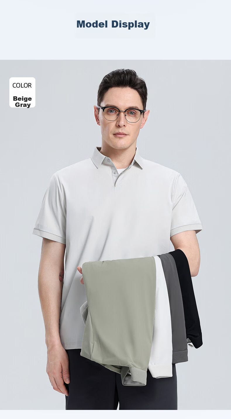ROMON 7A Antibacterial Ice Silk Polo Shirt Men's Short Sleeve Cooling Summer Quick-Dry T-Shirt 232 11