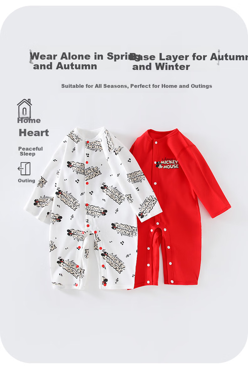 Disney 2-Piece Baby Bodysuit Set Newborn Spring Autumn A-Class Cotton Unisex Infant Romper Pajamas 4