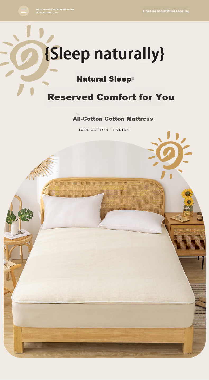 Jinhao Mattress 100% Xinjiang Cotton Quilt Mattress Warmer Pad Full Cotton Thickened Cotton Wadding 120*200cm 1