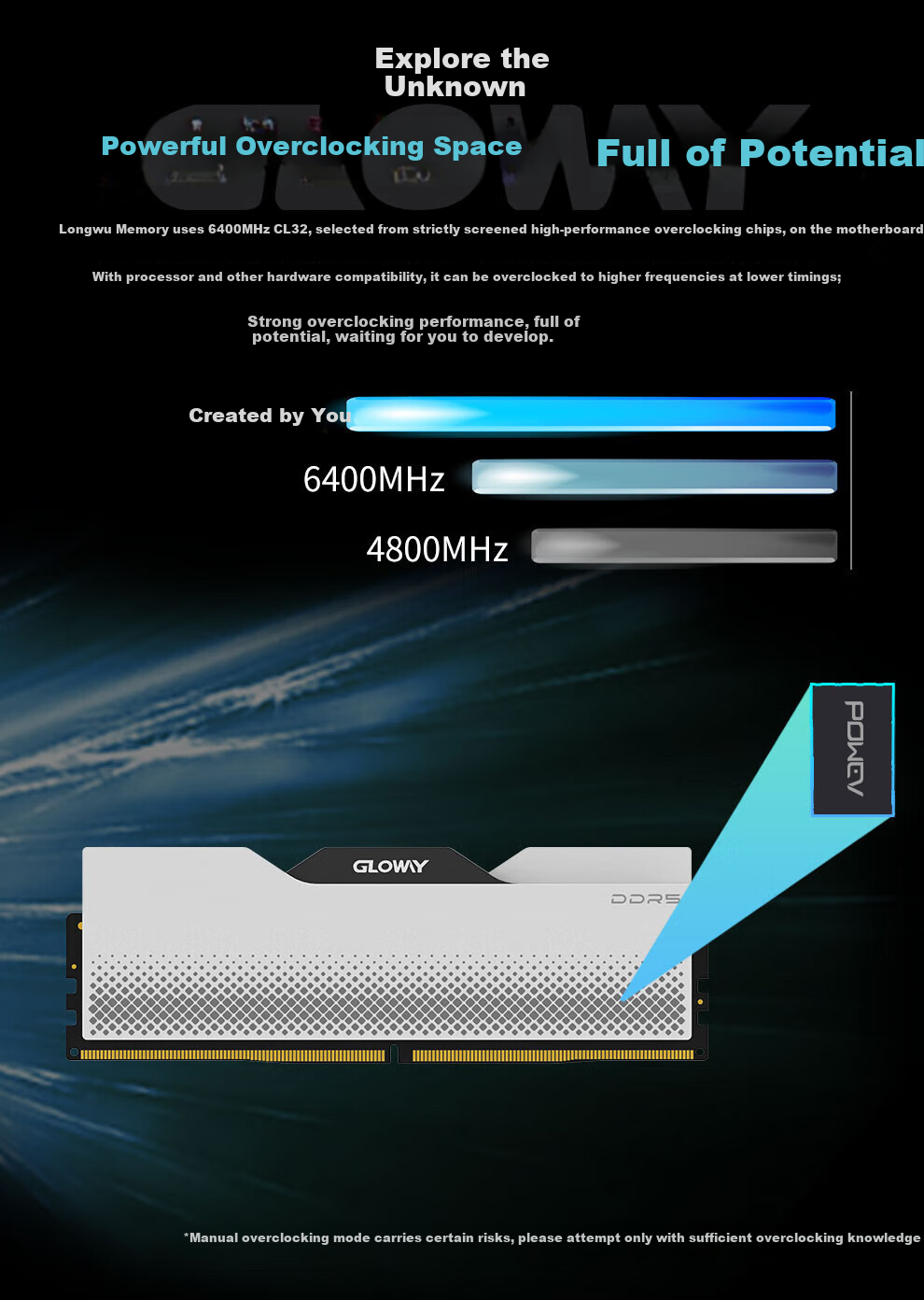 Gloway 16GB DDR5 5600 Desktop Memory Module, Tianche V-Bank, Premium Chips, CL46, Moonlight White, AI Computer Accessory Upgrade 7