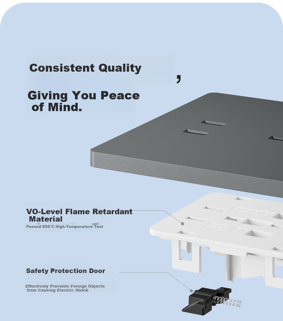NVCleishidiangong Switch Socket, Two-Way Single Control 86-Type Concealed Wall Switch Panel, N25 Misty Gray 20