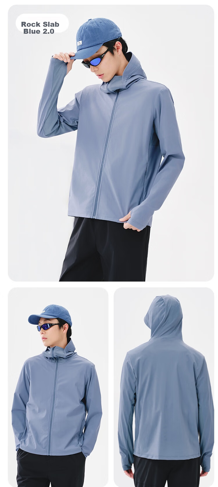 JD Jingzao UPF300+ Sun Protection Jacket Spring Summer Unisex Couple Gift Rock Blue S 21