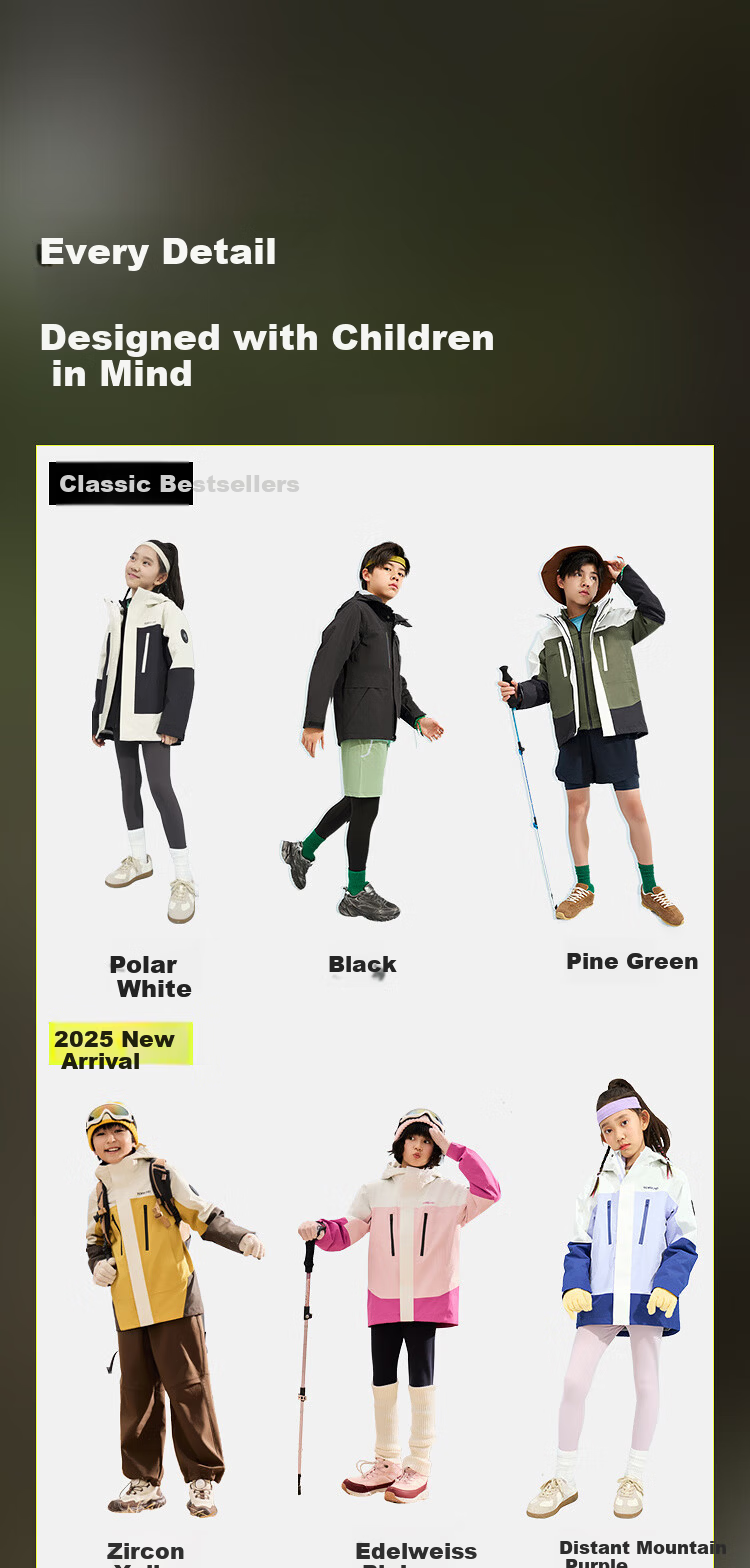 TOREAD Flagship Children's 3-In Jacket for Boys And Girls, Autumn And Winter Style, Warm Outerwear for Older Kids, Polar White, Size 150 13