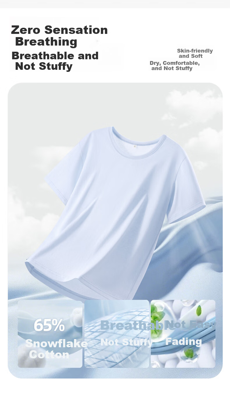 Baleno White Solid Snowflake Cotton Short Sleeve T-Shirt Women Summer Thin Slightly Sheer Loose Fit Half Sleeve Top 6