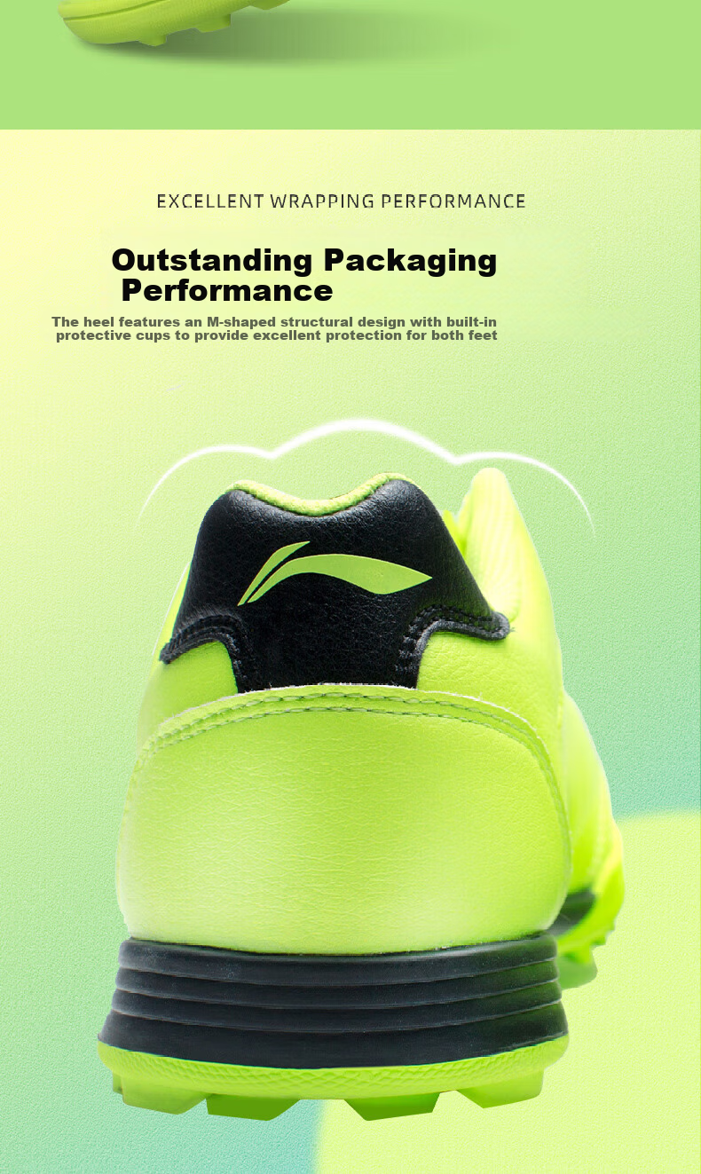 LI-NING Men's Football Shoes TF Turf Studs Adult Youth Kids Non-Slip Wear-Resistant Professional Training Cleats 11