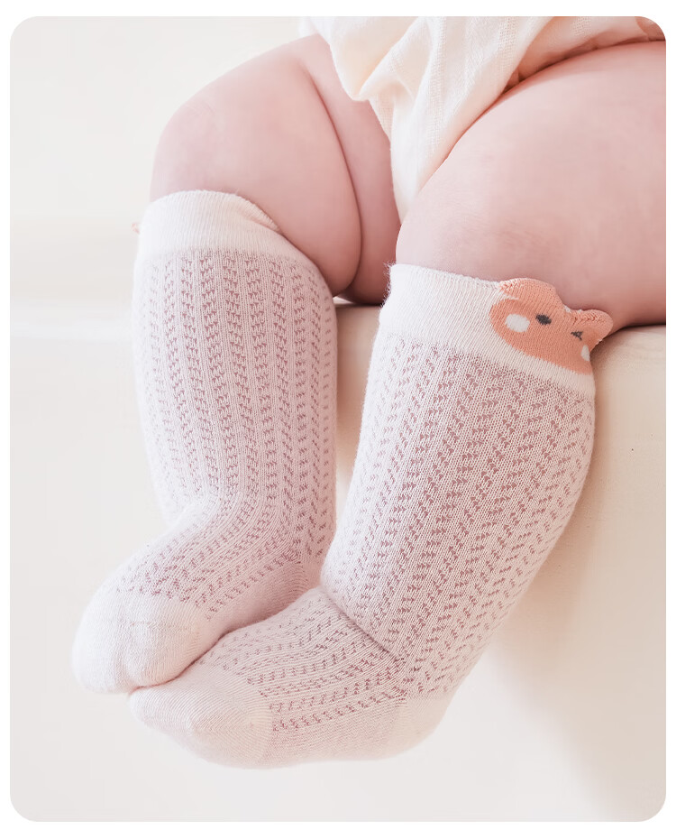 9i9 Baby Socks Summer Thin Anti-Mosquito Seamless A-Class Mesh Mid-Calf Cartoon 3 Pairs 0-1 Year 4