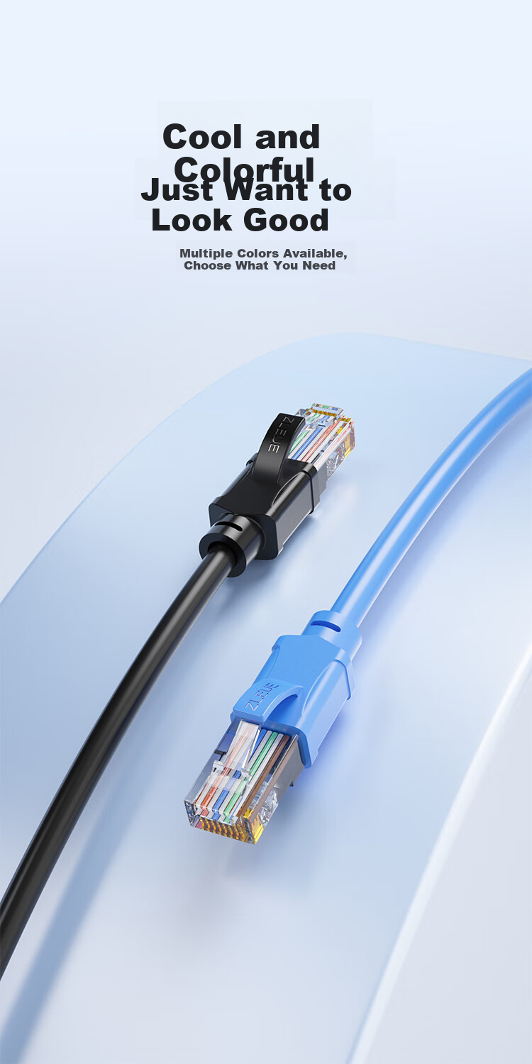 ZLEUE Cat5e High-Speed Gigabit Ethernet Cable, 50 Meters Construction Wiring Broadband Computer Home Connection Patch Cord, Finished Network Cable Blue ZL-5500BL 1