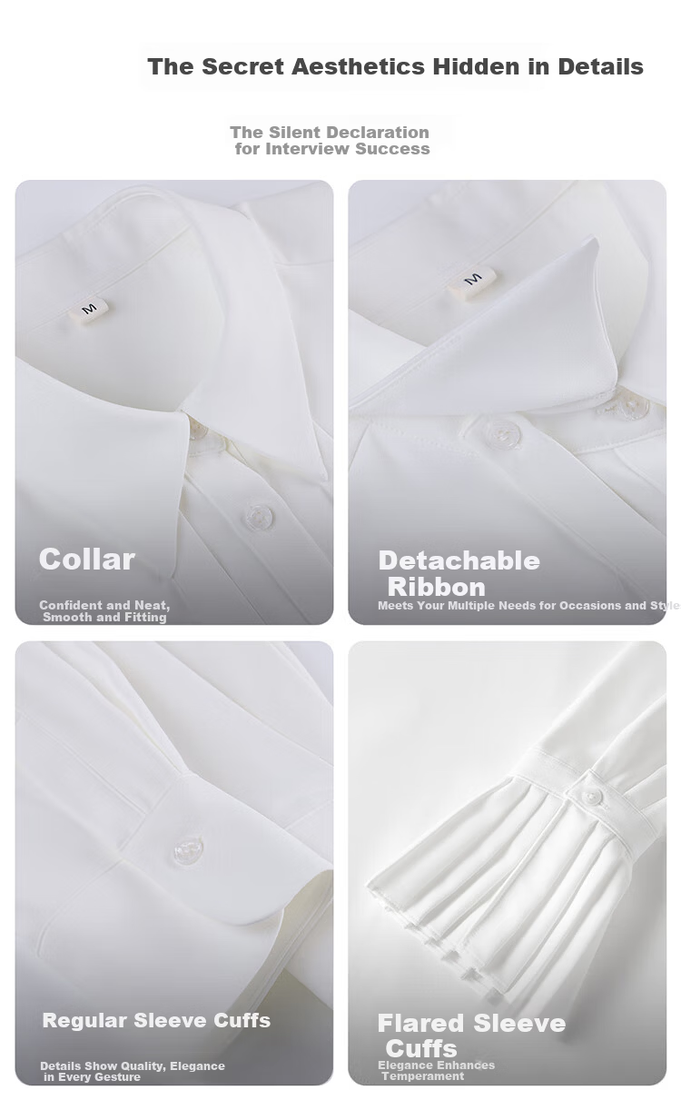Miss Bird Blue Shirt Women's Petite Bow Tie Blouse Professional College Student Interview Formal Commuter Top 6