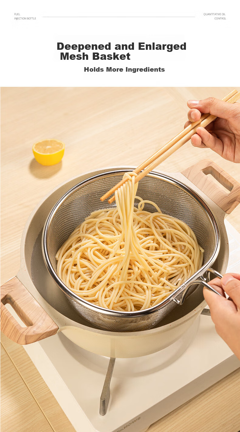 Newair 304 Stainless Steel Skimmer Strainer Ladle Noodle Strainer Basket Hot Pot Skimmer 8