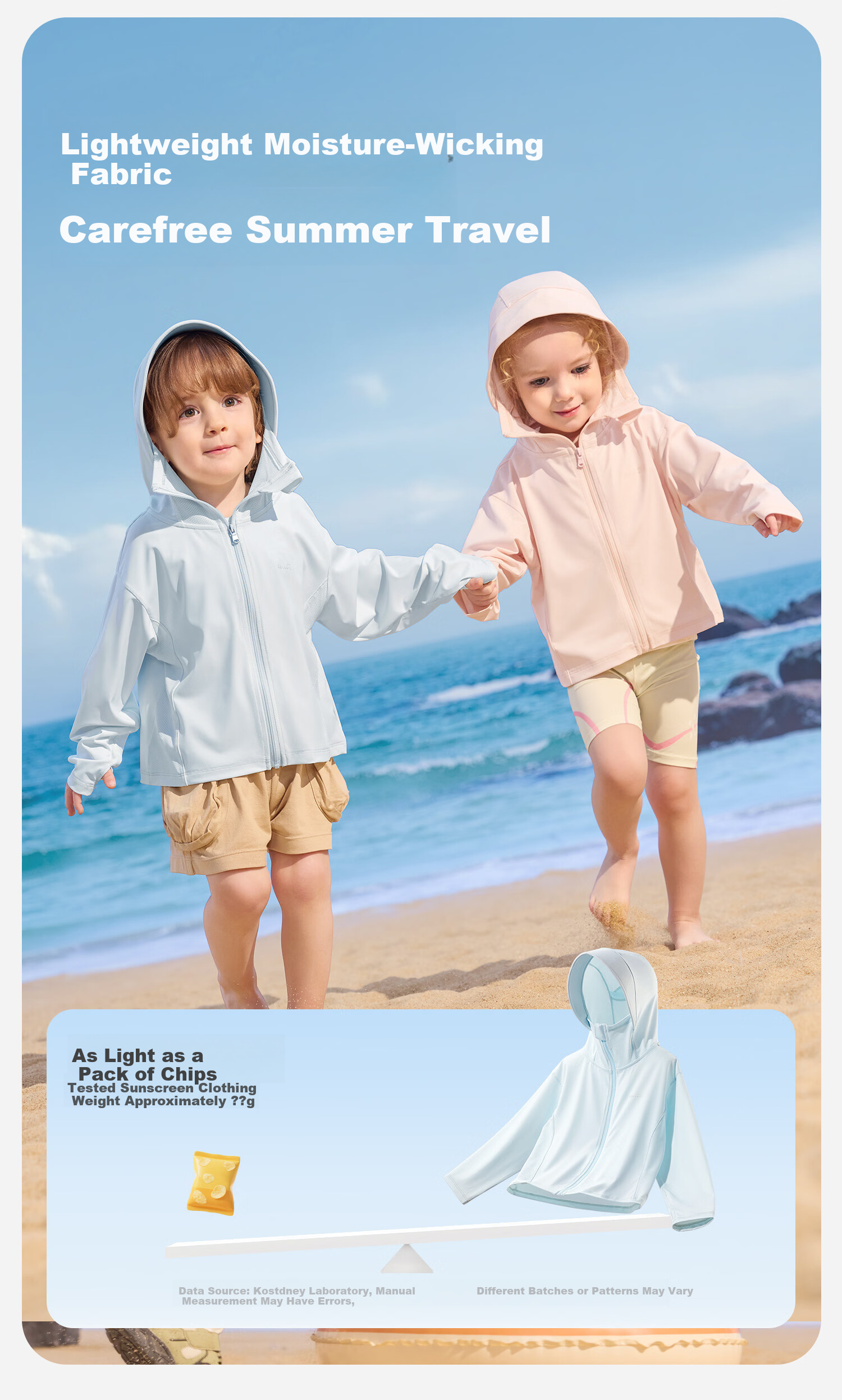 Kidsneed Kids Sun Protection Jacket Cooling Breathable Baby UV Protection Summer Hooded Coat for Boys and Girls 9