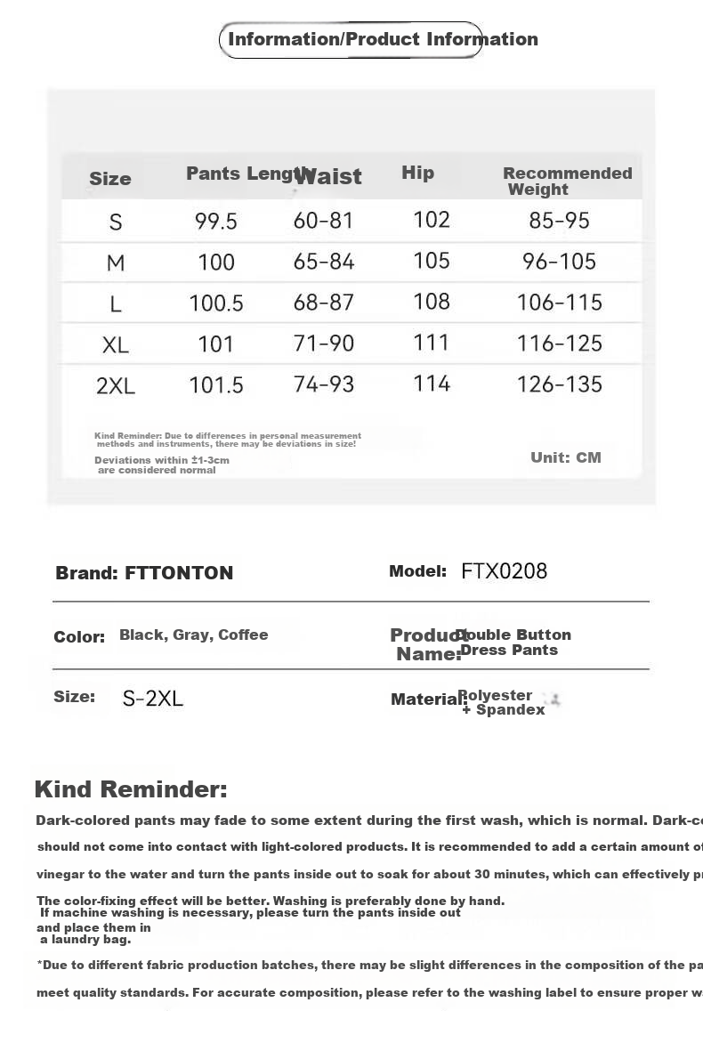 FitonTon Women's Suit Pants Spring Summer 2026 New Black Slim Fit Slimming Draped Straight Wide-Leg Casual Trousers 7