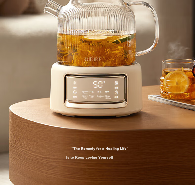 OIDIRE Health Pot Full Glass Flower Tea Kettle Electric Temperature Control Water Boiler Multi-Function 1L ODI-HC07 Standard Edition 4