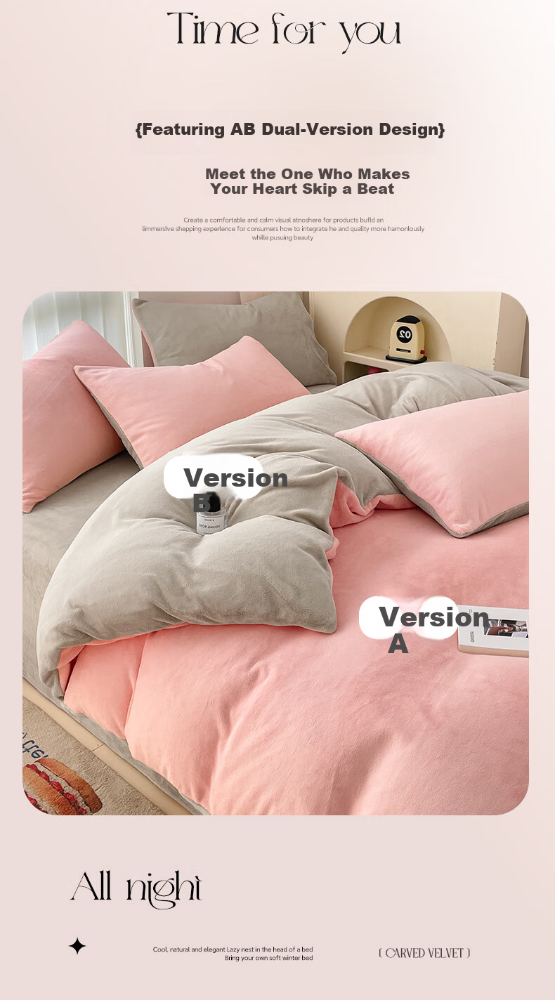 Grace Milk Velvet Three-Piece Set Student Dormitory Bedding - Milk Velvet - Warm Pink Small Size 5