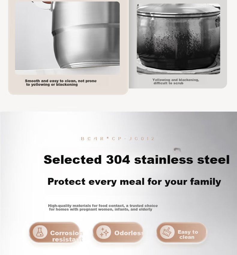 Bear Titanium Ceramic Double-Layer Steamer Large Capacity Soup Pot Household Steaming and Cooking Pot 28cm Gas Stove Compatible JG053-P02 4