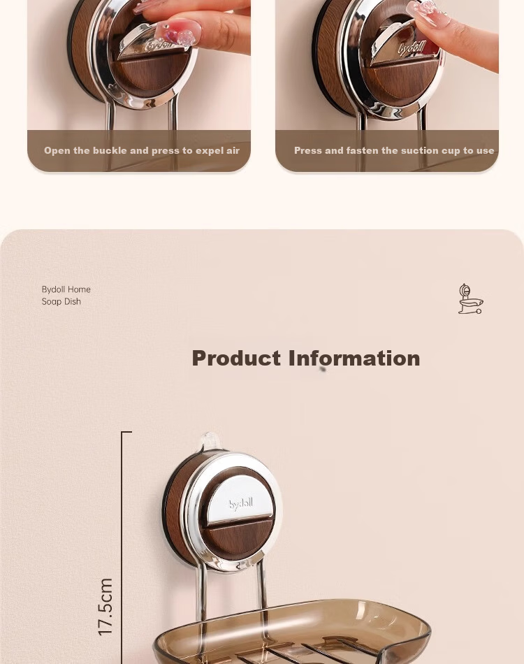 Bydoll Suction Cup Soap Box Wall-Mounted No-Drill Soap Holder Household Bathroom Drainage Soap Rack 2025 Double Model 17