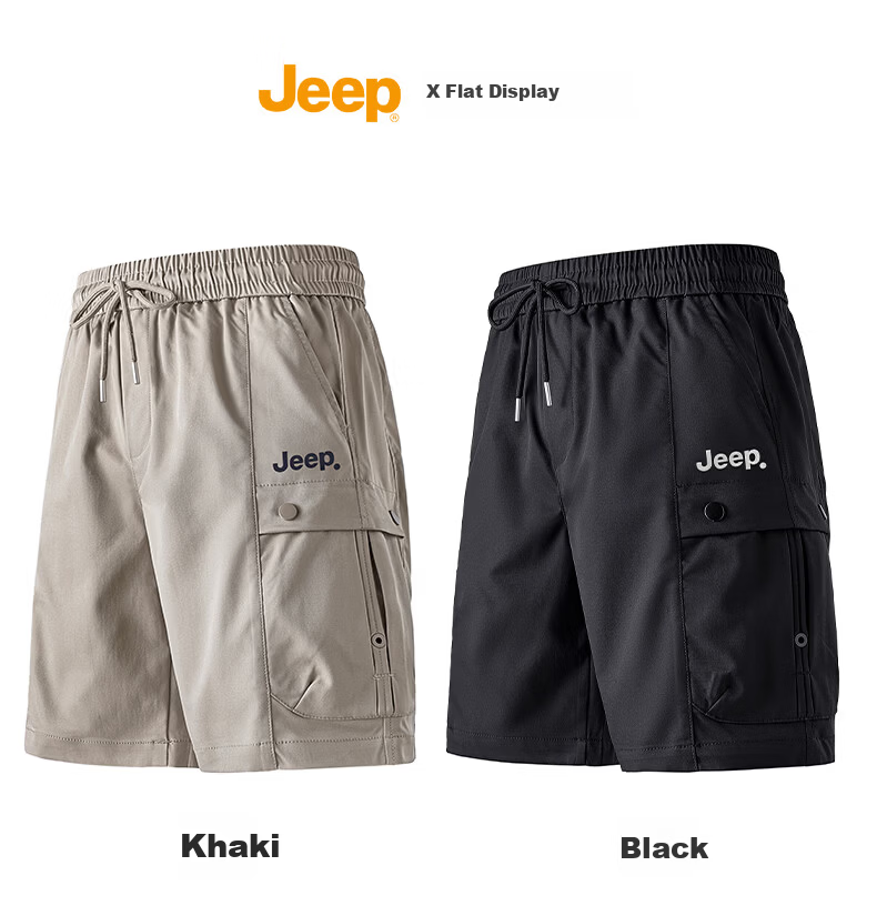 JEEP Men's Summer Workwear Cargo Shorts Loose Fit Casual Black M 12