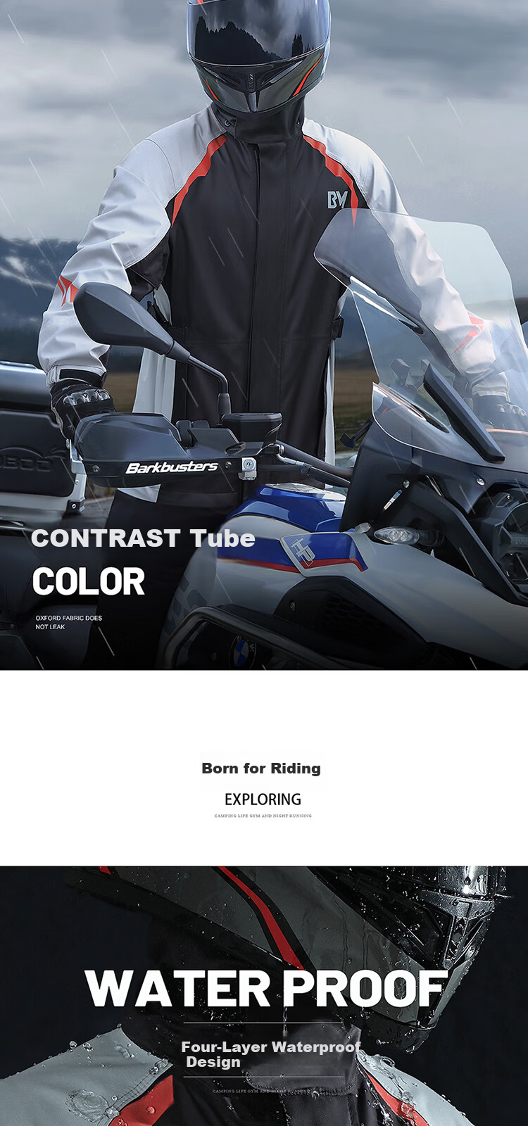 Beimei Motorcycle Raincoat Riding Suit Men's Heavy Rainproof Separate Storm Jacket Rider Rainproof Delivery Set 3