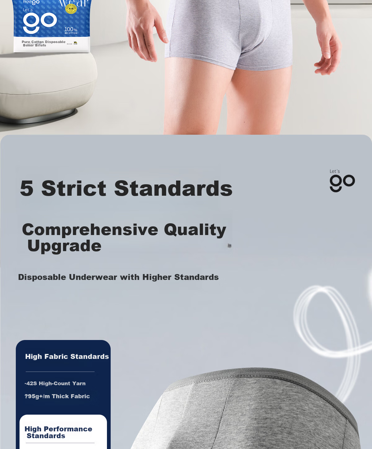 Freego Disposable Men's Cotton Boxer Briefs Sterilized Travel Portable Wash-Free Daily Use Plus Size 4XL 9-Pack White 2