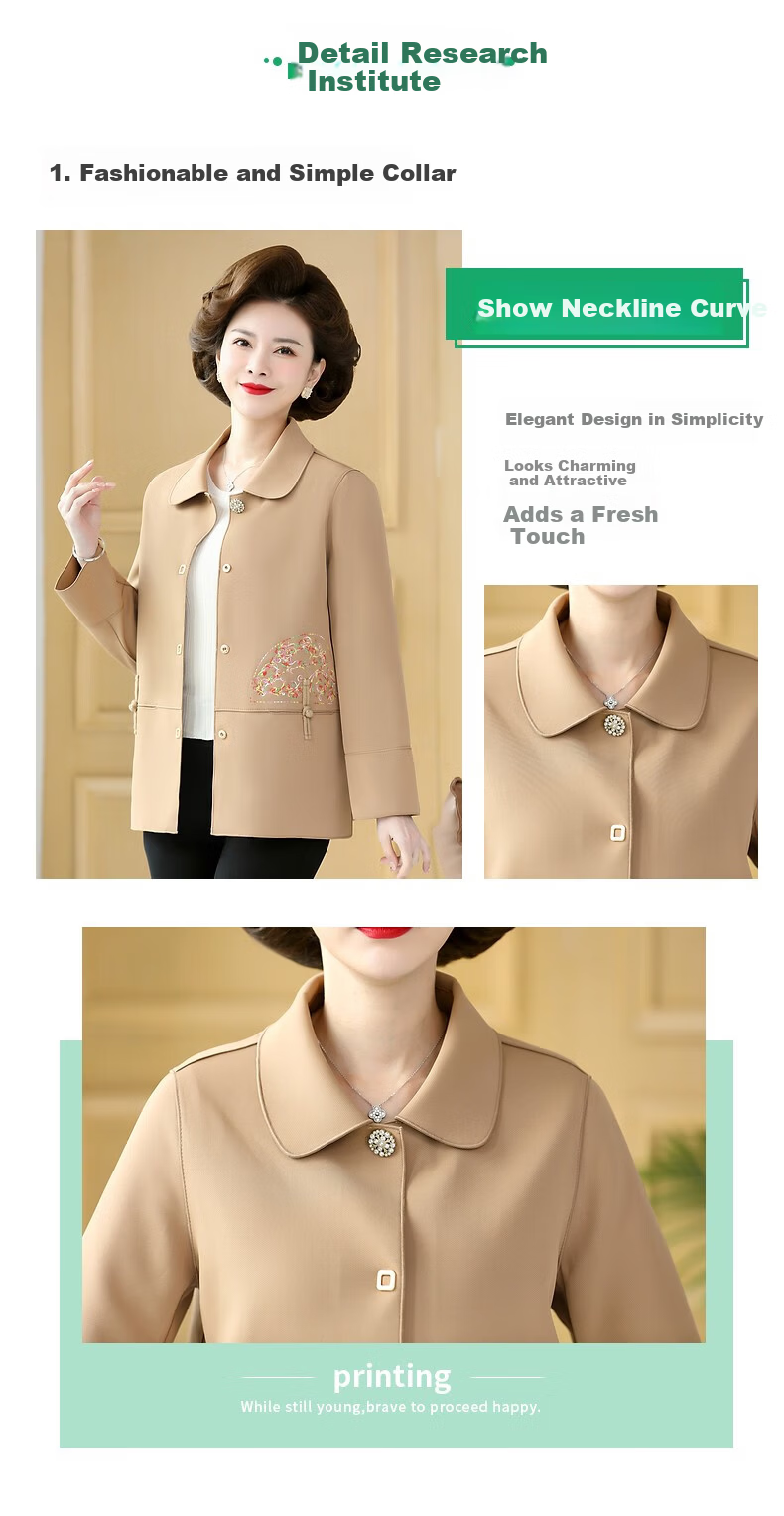 QIUFULUO 2026 Mom's Spring New Fashion Jacket Chinese Style Middle-aged and Elderly Women's Spring and Autumn Coat for 50s and 60s Stylish Clothing 4