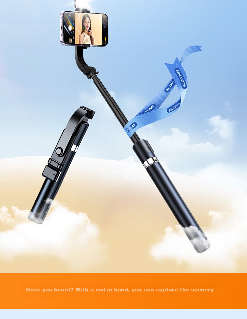 Suoying [Hot Sale 500K+] Selfie Stick Tripod Phone Holder Floor Stand 360° Rotation Anti-Shake 3-Axis Gimbal Portable Travel Live Streaming Desktop Shooting Rod 6