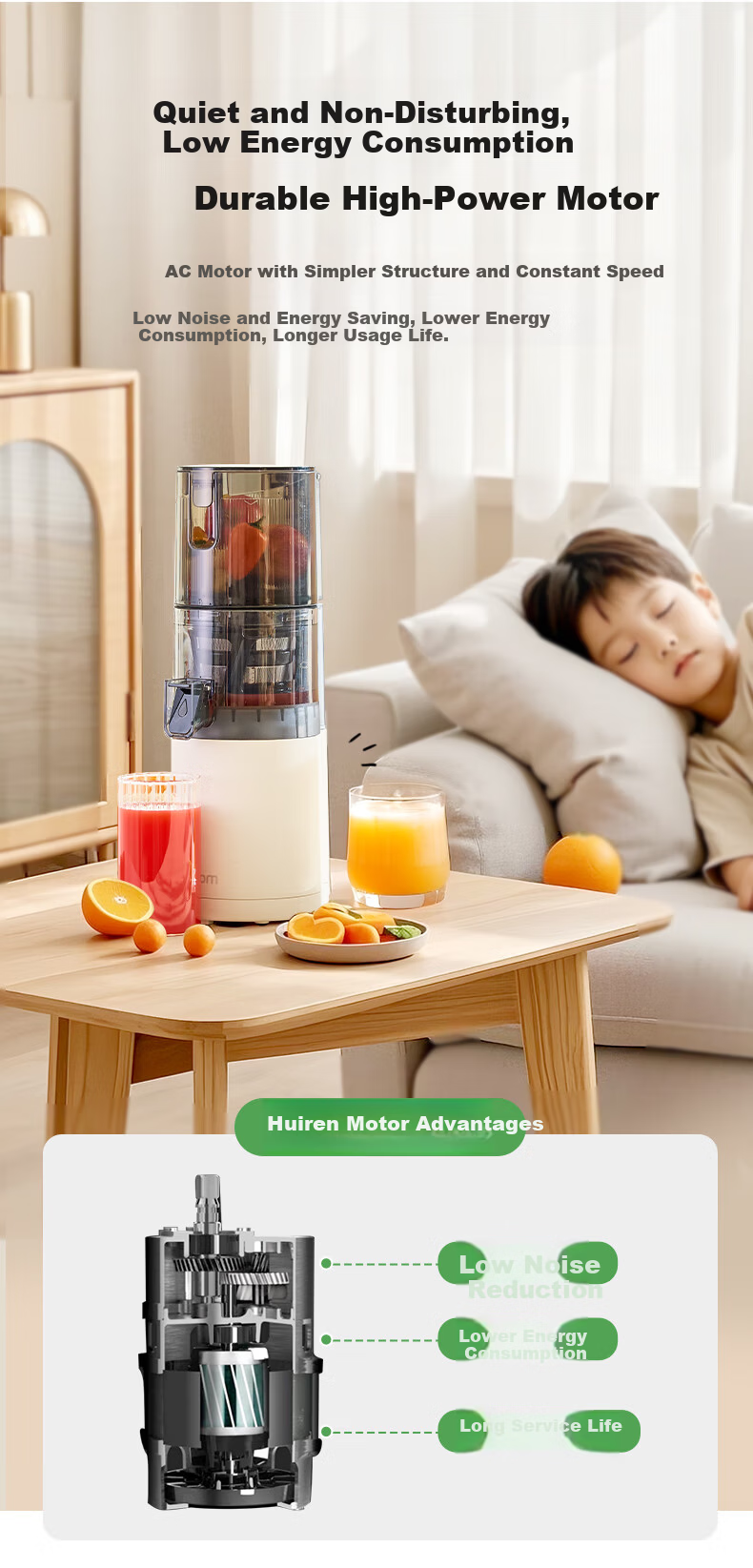 HUROM E30ST-BIM02MM Juicer Large Caliber Masticating Juicer with Pulp Separation Household Blender 13