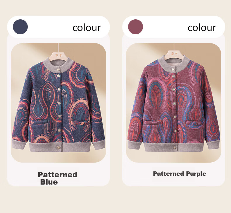 Fengxiao Mama Winter Jacket 2025 New Middle-aged Women's Knitted Top Elderly Autumn Winter Fleece Cardigan Sweater 9