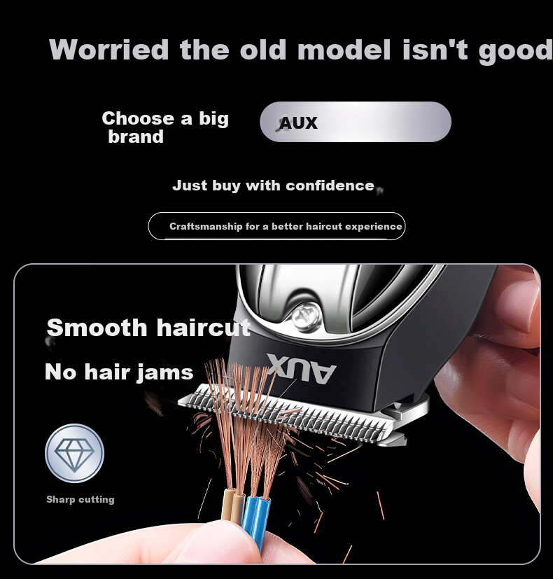 AUX Hair Clipper Electric Hair Trimmer Home Use Professional Haircut Kit for Adults, Children, and Babies Men's Electric Haircut Machine Complete Set Father's Day Gift 2