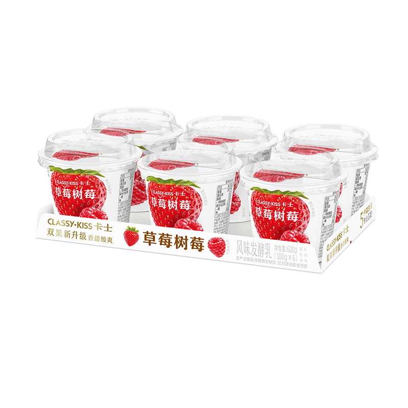 卡士（CLASSY.KISS）草莓树莓果粒鲜酪乳100g*6杯 低温酸奶 风味发酵乳