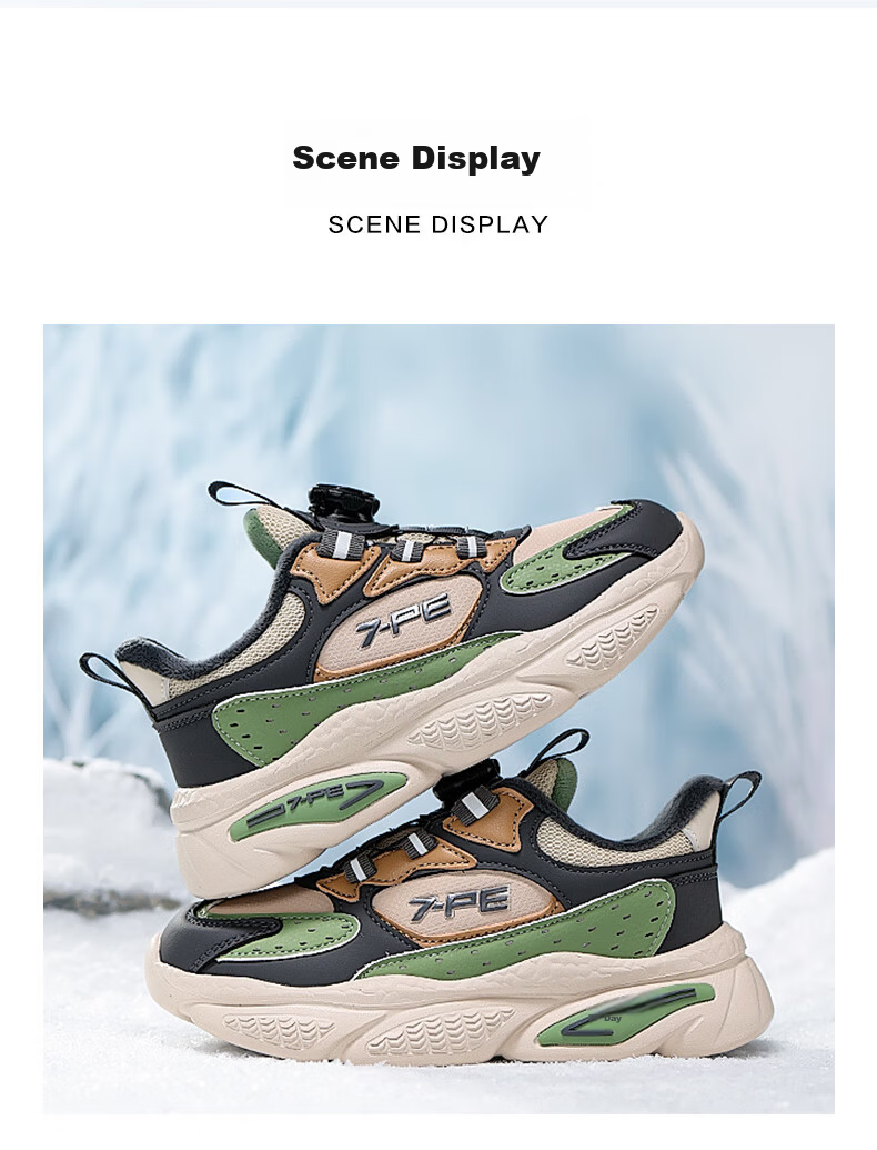 7-PE Boys' Sports Shoes 2026 Winter New Fleece-Lined Double Cotton Casual Soft Sole Waterproof Leather Kids Shoes 11