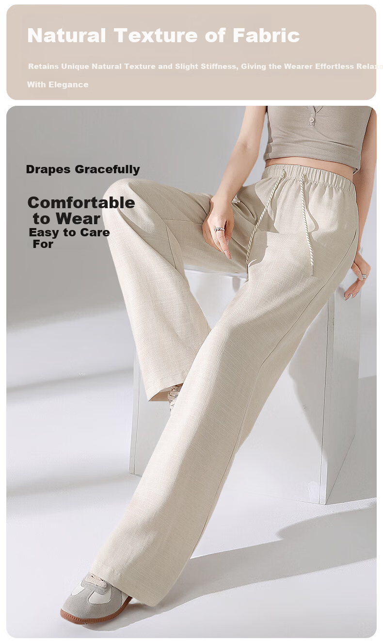Miiow Lenzing Tencel Linen Wide-Leg Pants for Women Summer Loose Fit Spring Autumn Draped Casual Pants 2026 New Wrinkle-Resistant Model 11