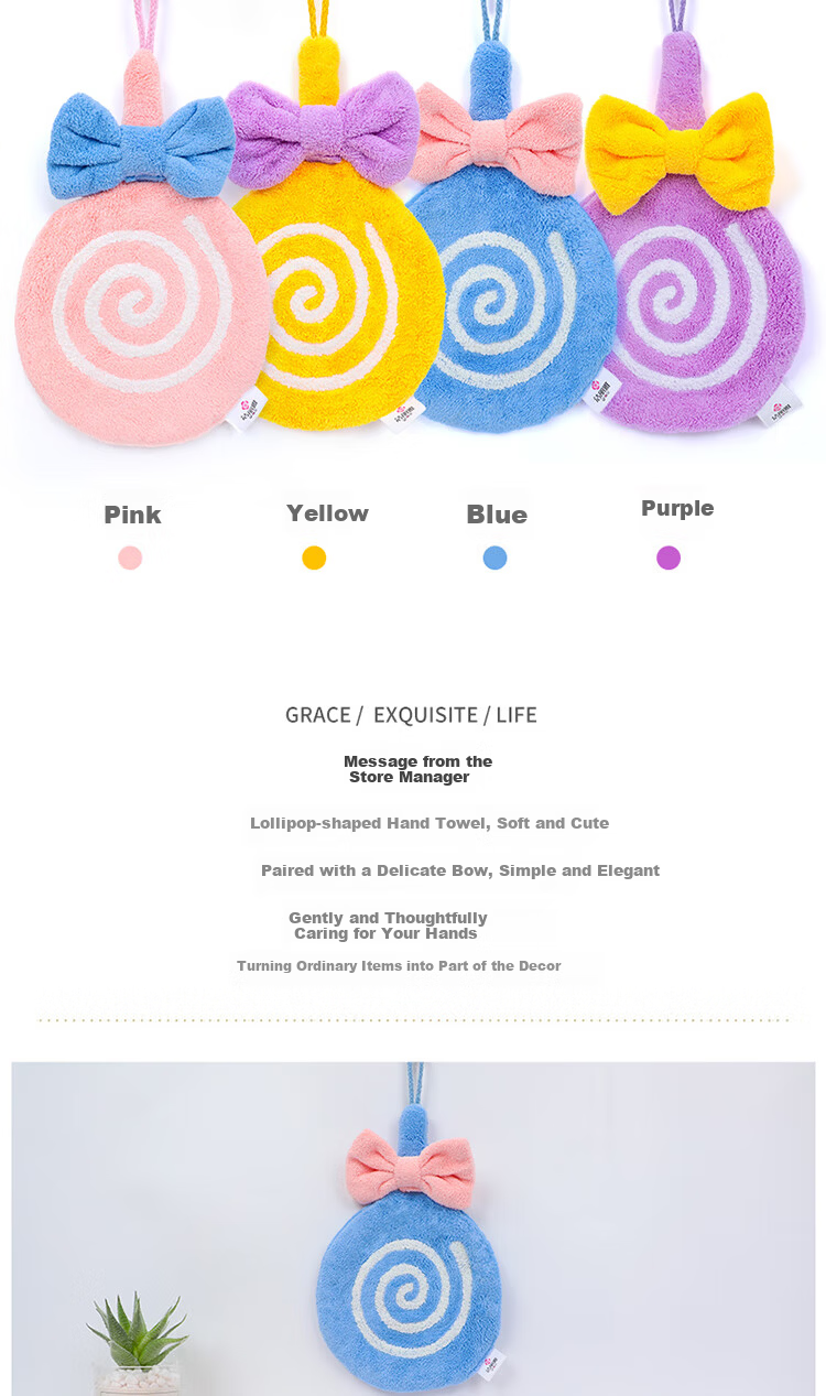Grace Hanging Colorful Lollipop Hand Towels Multipurpose Small Towels for Bathroom Kitchen 4-Pack Sports 3