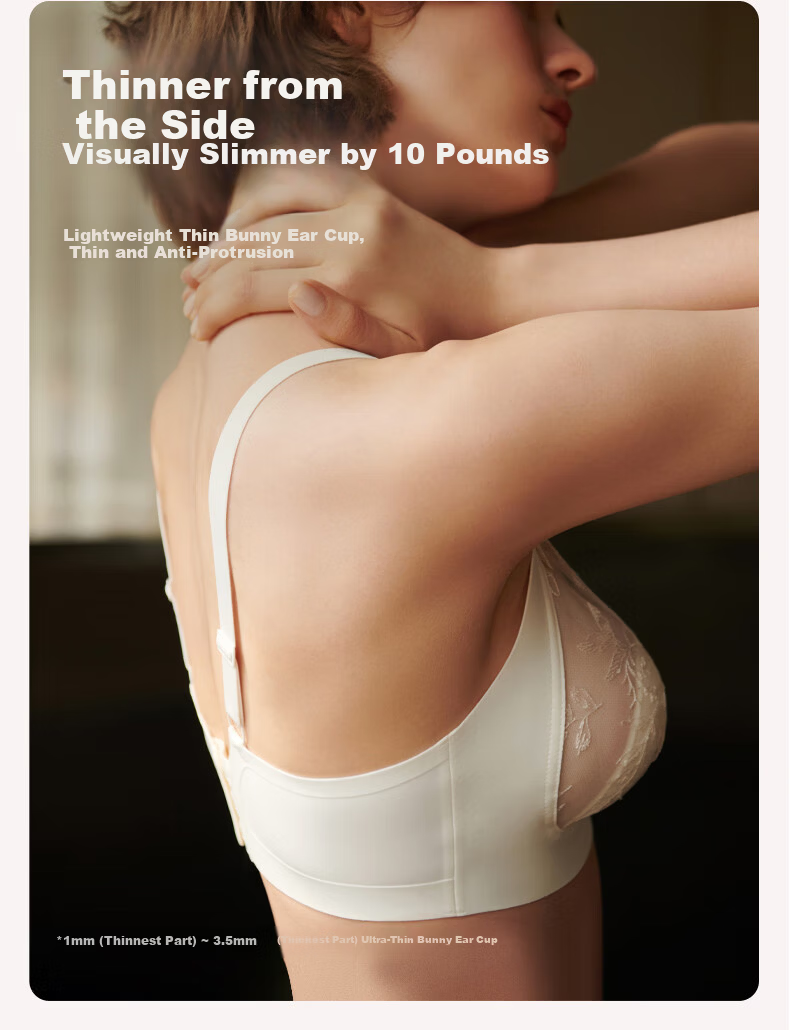 Ubras Yu Shuxin Sunlight Vanilla Lace Bunny Ear Cup Large Bust Minimizing Wireless Bra Mother's Day Edition 4