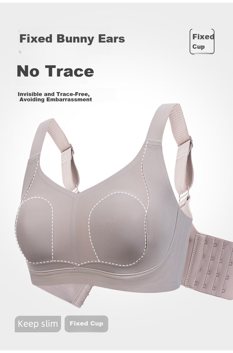 FINSEECH Seamless Lightweight Sports Bra Large Cup Minimizing Lifting Shaping Bra Light Gray Blue 90BCD 8